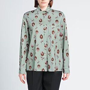 CIRCOLO 1901 Womens Patterned Button Up Long Sleeve Shirt in Sage Green s. S NWT